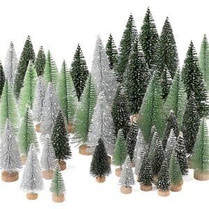 Mini Christmas Trees Set 30Pcs Tabletop Bottle Brush Holiday Decor DIY Crafts